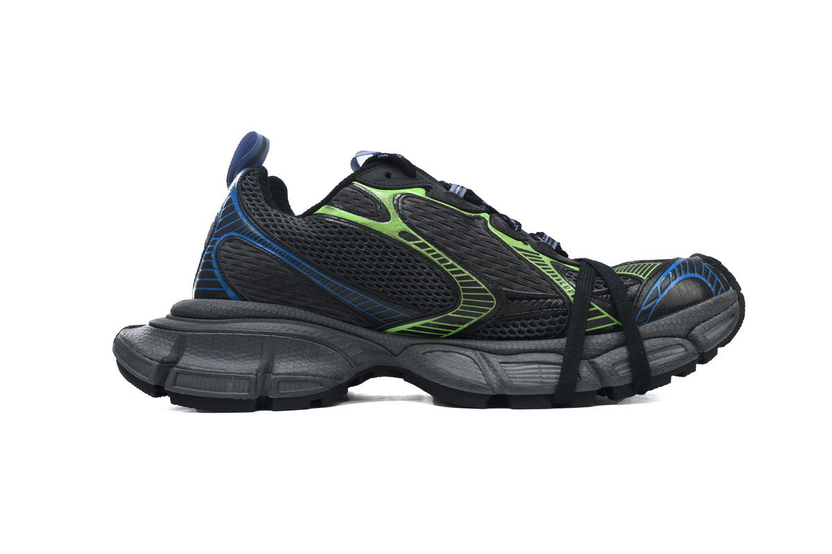 Balenciaga 3XL Mesh Runner Sneaker "Black Blue Green"-retro thick sole dad shoes，Women's Shoe Sale / Men's Shoe Sale