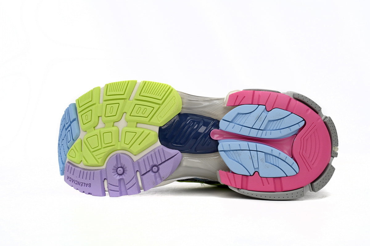 Balenciaga Runner Sneaker "Grey Purple Pink Neon Green"-retro thick sole dad shoes，Women's Shoe Sale / Men's Shoe Sale