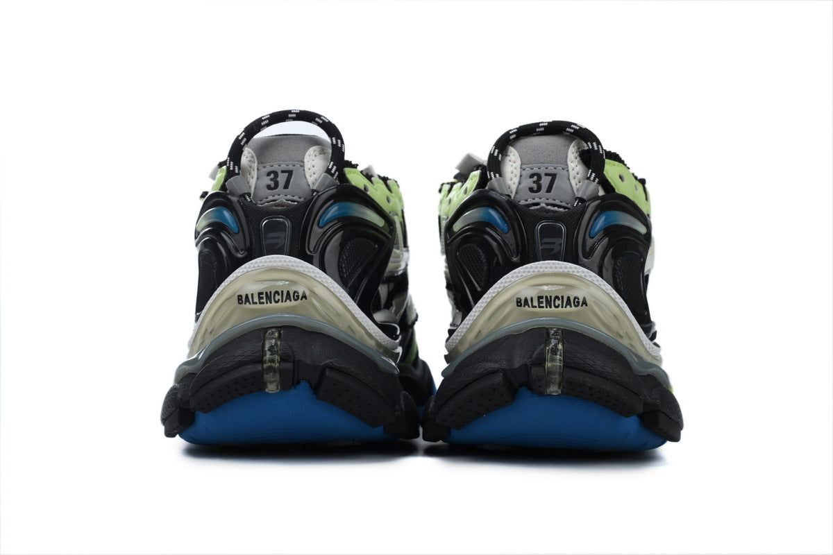 Balenciaga Runner Sneakers Men Women "Black Fluorescent Green Blue"-retro thick sole dad shoes，Women's Shoe Sale / Men's Shoe Sale