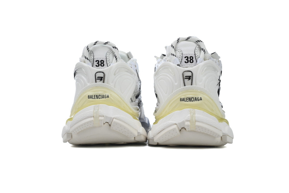 Balenciaga Runner Graffiti Sneakers "White Black"-retro thick sole dad shoes，Women's Shoe Sale / Men's Shoe Sale