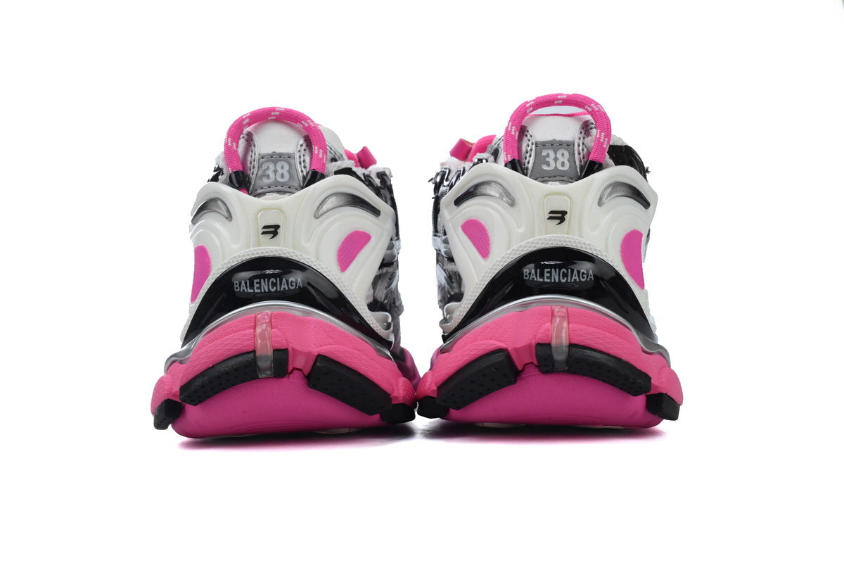 Balenciaga Runner Sneakers Men Women "Silver Black Fluorescent Pink"-retro thick sole dad shoes，Women's Shoe Sale / Men's Shoe Sale