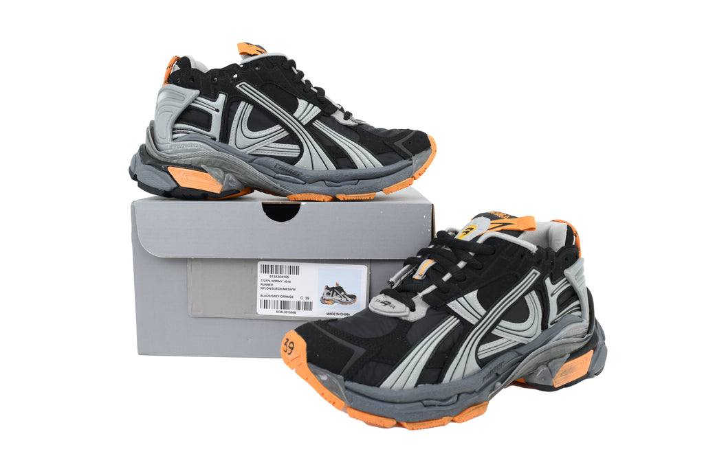Balenciaga Runner Sneakers "Black Grey Orange"-retro thick sole dad shoes，Women's Shoe Sale / Men's Shoe Sale