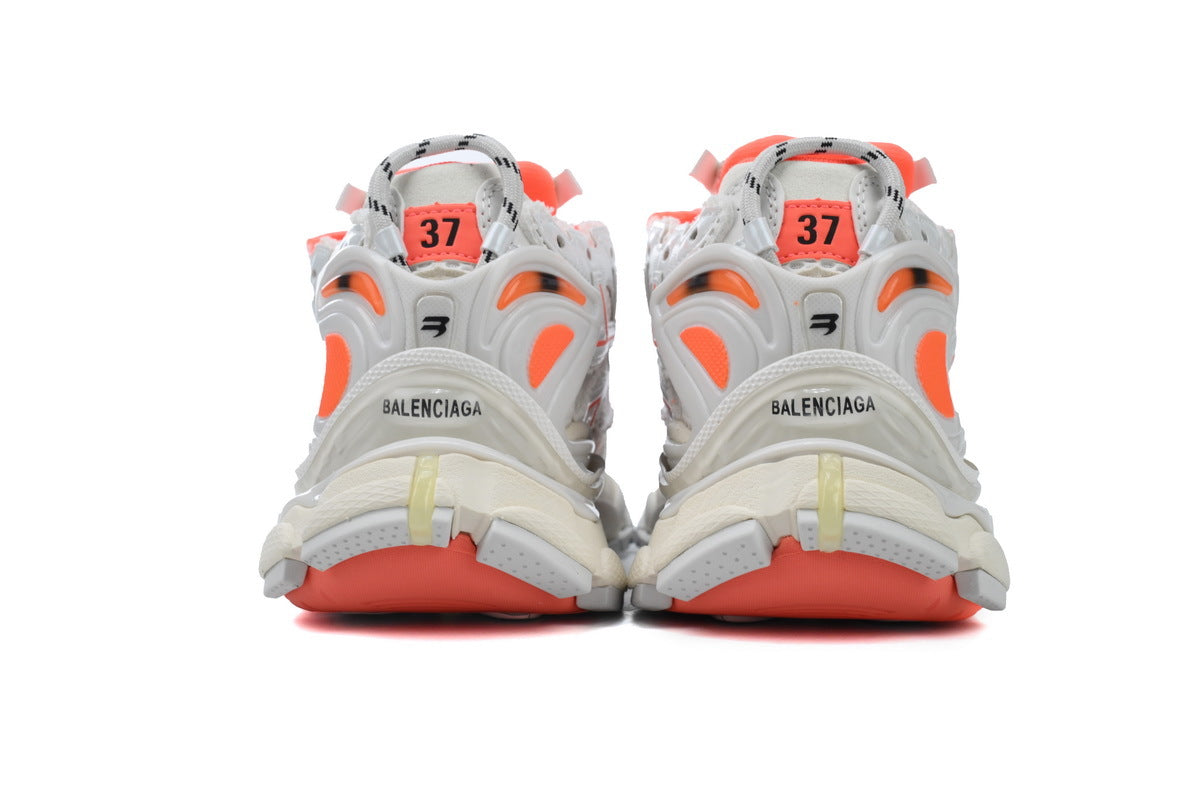 Balenciaga Runner Sneakers "White Orange"-retro thick sole dad shoes，Women's Shoe Sale / Men's Shoe Sale