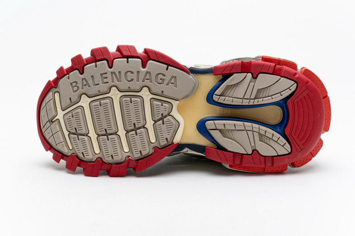 Balenciaga Track 2 Open Sneakers "Beige Blue Red"-retro thick sole dad shoes，Women's Shoe Sale / Men's Shoe Sale