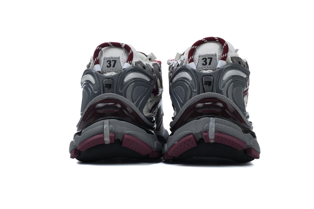 Balenciaga Runner Sneakers "White Burgundy Grey"-retro thick sole dad shoes，Women's Shoe Sale / Men's Shoe Sale