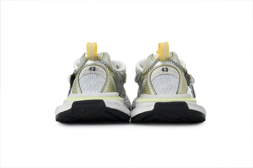 Balenciaga 3XL Chain Sneakers "White Gold Light Lime"-retro thick sole dad shoes，Women's Shoe Sale / Men's Shoe Sale