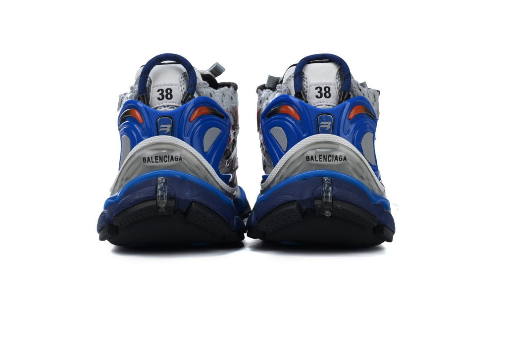 Balenciaga Runner Graffiti Sneakers "Grey Red Blue"-retro thick sole dad shoes，Women's Shoe Sale / Men's Shoe Sale