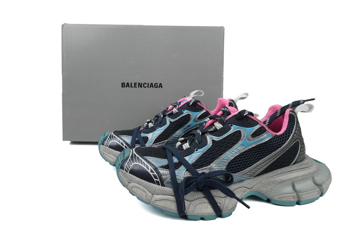 Balenciaga 3XL Mesh Trainer Sneaker "Grey Mix Blue Pink"-retro thick sole dad shoes，Women's Shoe Sale / Men's Shoe Sale