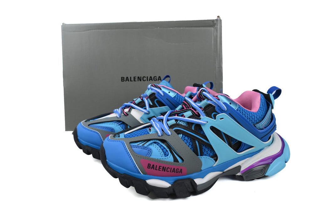 Balenciaga Track Trainer Sneakers "Blue Purple Pink"-retro thick sole dad shoes，Women's Shoe Sale / Men's Shoe Sale