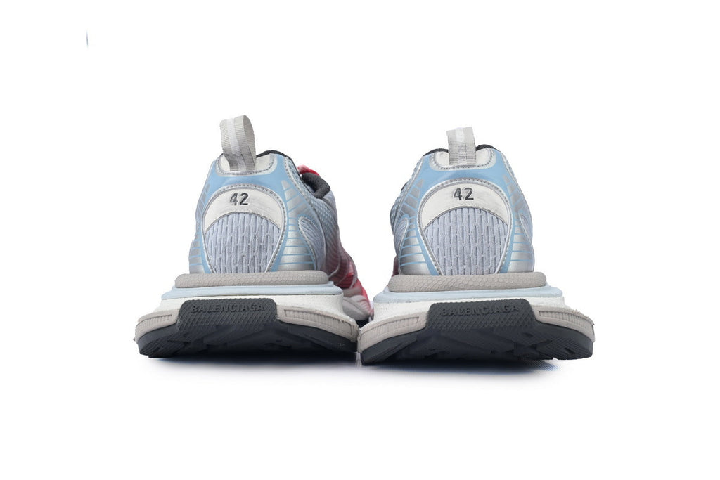 Balenciaga 3XL Mesh Trainer Sneaker "Red Light Blue Silver"-retro thick sole dad shoes，Women's Shoe Sale / Men's Shoe Sale