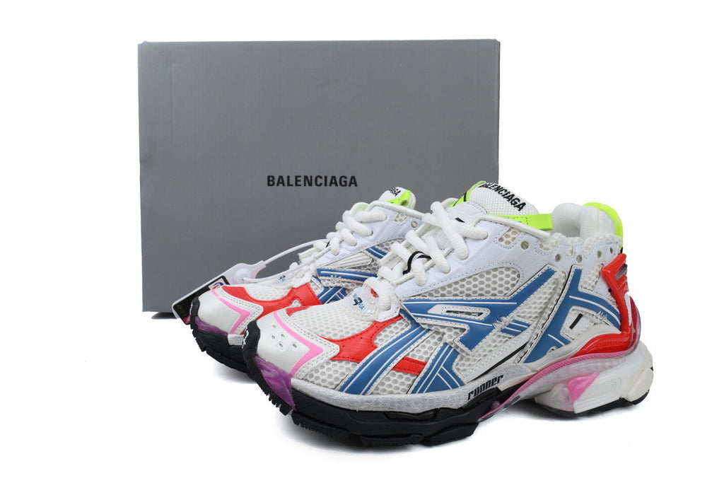 Balenciaga Runner Sneakers "White Blue Red Pink"-retro thick sole dad shoes，Women's Shoe Sale / Men's Shoe Sale