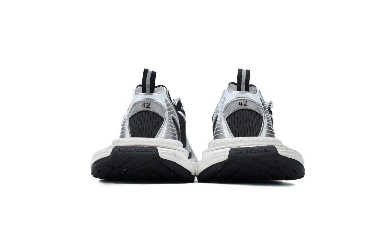 Balenciaga 3XL Mesh Trainer Sneaker "Silver Black White"-retro thick sole dad shoes，Women's Shoe Sale / Men's Shoe Sale