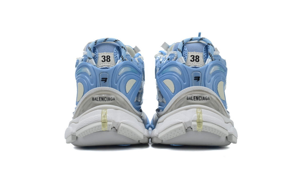 Balenciaga Runner Sneakers "White Light Blue"-retro thick sole dad shoes，Women's Shoe Sale / Men's Shoe Sale