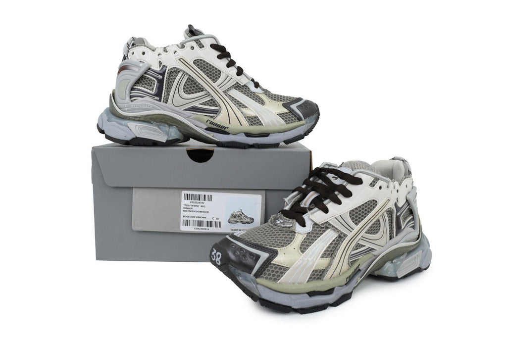 Balenciaga Runner Sneakers Men Women "Grey White Black"-retro thick sole dad shoes，Women's Shoe Sale / Men's Shoe Sale