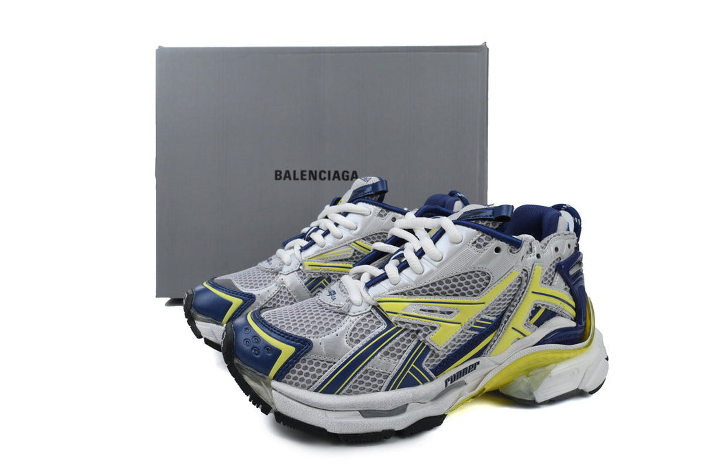 Balenciaga Runner Sneakers "Grey Blue Yellow"-retro thick sole dad shoes，Women's Shoe Sale / Men's Shoe Sale