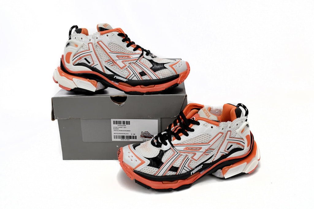 Balenciaga Runner Sneaker "White Orange Black"-retro thick sole dad shoes，Women's Shoe Sale / Men's Shoe Sale