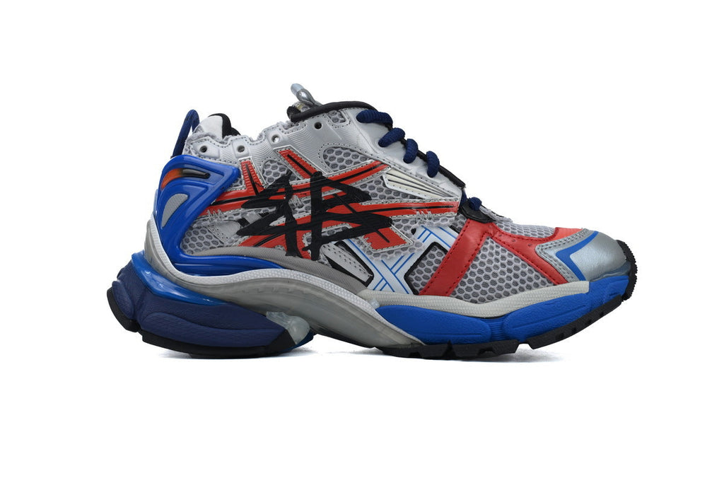 Balenciaga Runner Graffiti Sneakers "Grey Red Blue"-retro thick sole dad shoes，Women's Shoe Sale / Men's Shoe Sale