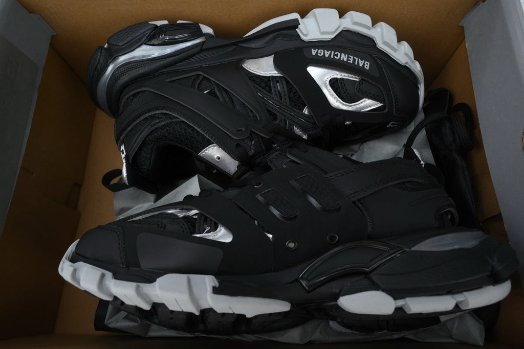 Balenciaga Track Trainer Sneakers "Black Silver"-retro thick sole dad shoes，Women's Shoe Sale / Men's Shoe Sale