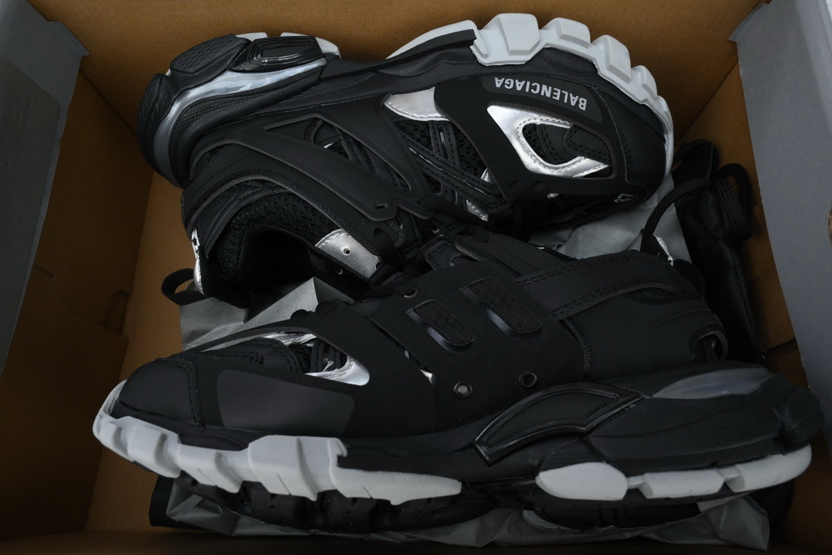 Balenciaga Track Trainer Sneakers "Black Silver"-retro thick sole dad shoes，Women's Shoe Sale / Men's Shoe Sale