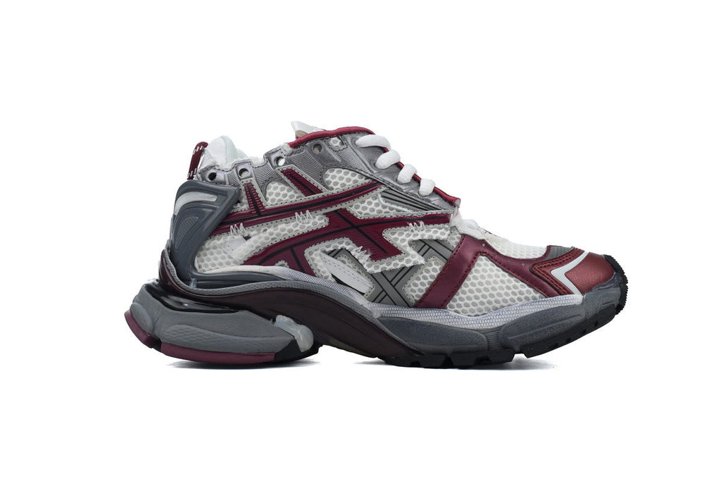 Balenciaga Runner Sneakers "White Burgundy Grey"-retro thick sole dad shoes，Women's Shoe Sale / Men's Shoe Sale