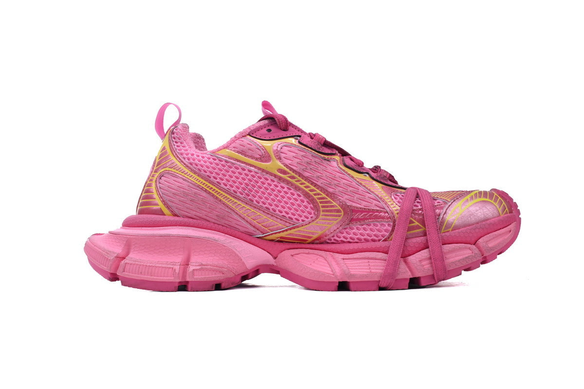 Balenciaga 3XL Mesh Trainer Sneaker "Pink Yellow"-retro thick sole dad shoes，Women's Shoe Sale / Men's Shoe Sale