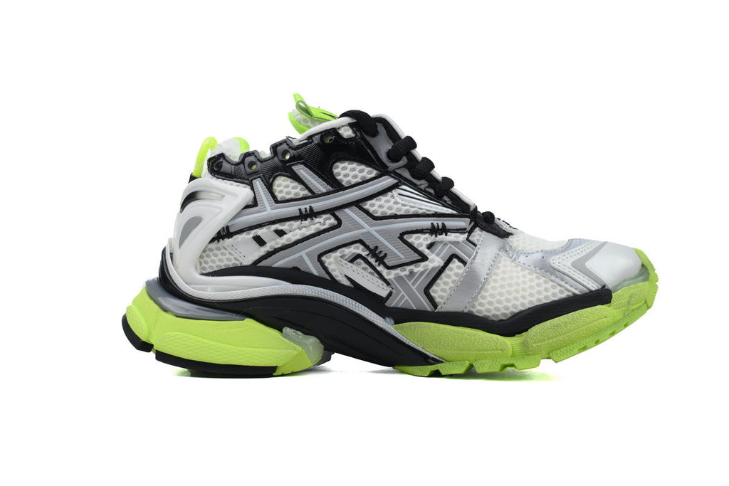 Balenciaga Runner Sneakers "White Black Fluorescent Green"-retro thick sole dad shoes，Women's Shoe Sale / Men's Shoe Sale