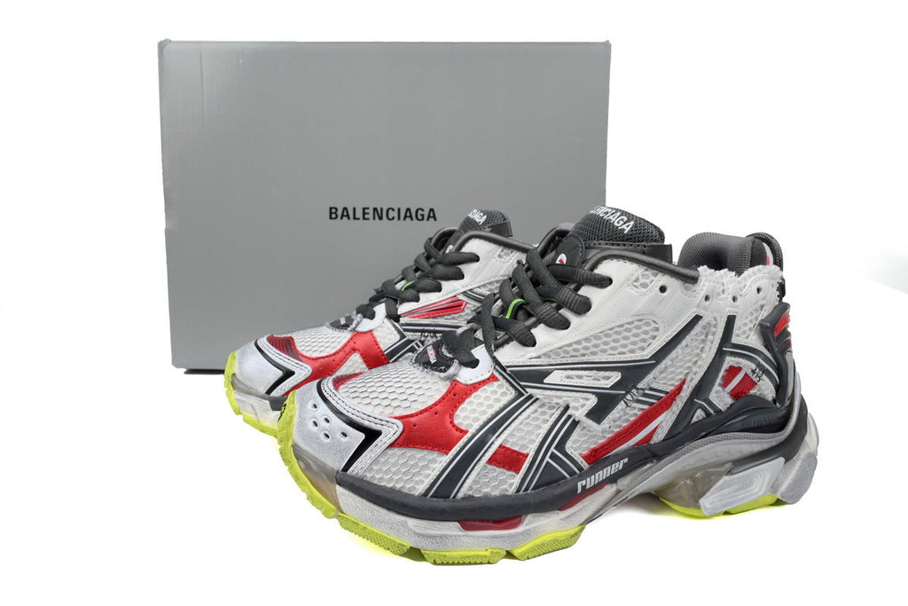 Balenciaga Runner Sneaker "White Red Grey Fluorescent Yellow"-retro thick sole dad shoes，Women's Shoe Sale / Men's Shoe Sale