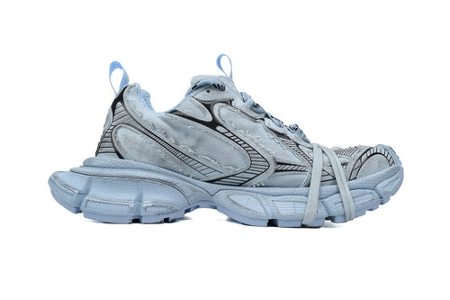 Balenciaga 3XL Destroyed Canvas Sneaker "Light Blue"-retro thick sole dad shoes，Women's Shoe Sale / Men's Shoe Sale
