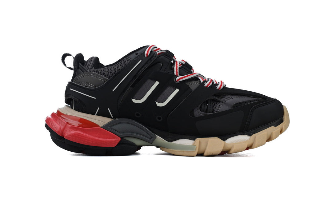 Balenciaga Track Sneakers "Black Red Beige"-retro thick sole dad shoes，Women's Shoe Sale / Men's Shoe Sale