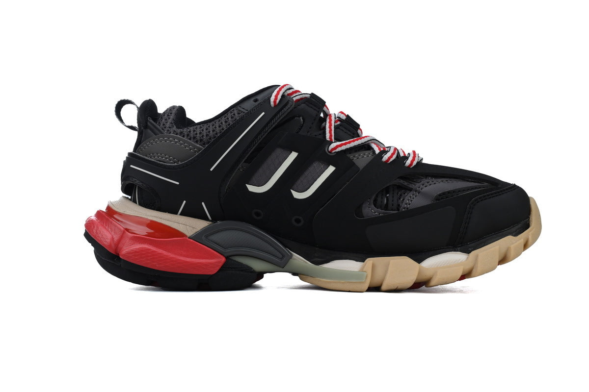 Balenciaga Track Sneakers "Black Red Beige"-retro thick sole dad shoes，Women's Shoe Sale / Men's Shoe Sale