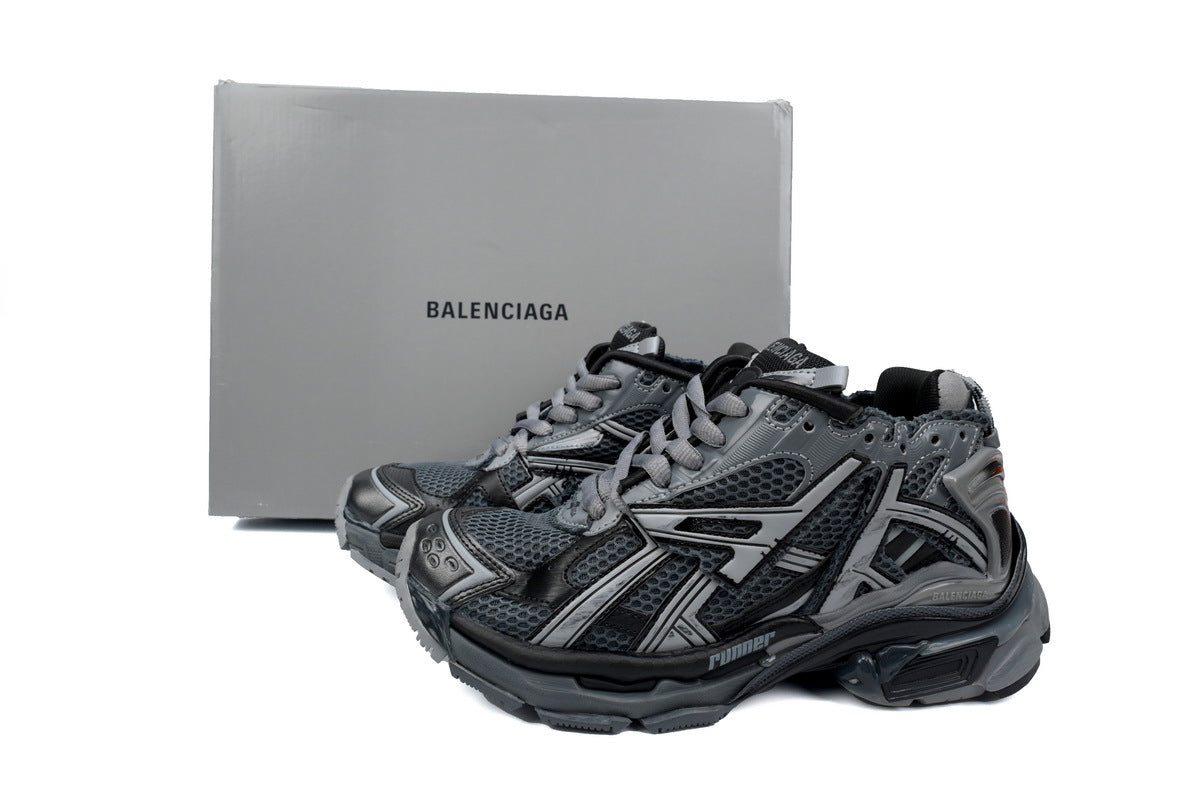 Balenciaga Runner Mid Sneakers Dark Grey Black Mesh Chunky Mid Top Trainer