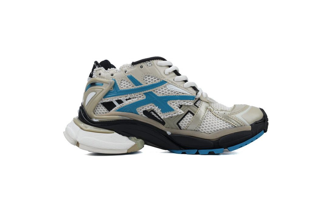 Balenciaga Runner Sneakers Men Women "Beige Bright Blue"-retro thick sole dad shoes，Women's Shoe Sale / Men's Shoe Sale