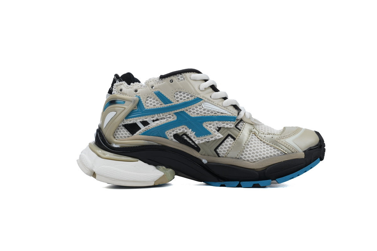 Balenciaga Runner Sneakers Men Women "Beige Bright Blue"-retro thick sole dad shoes，Women's Shoe Sale / Men's Shoe Sale