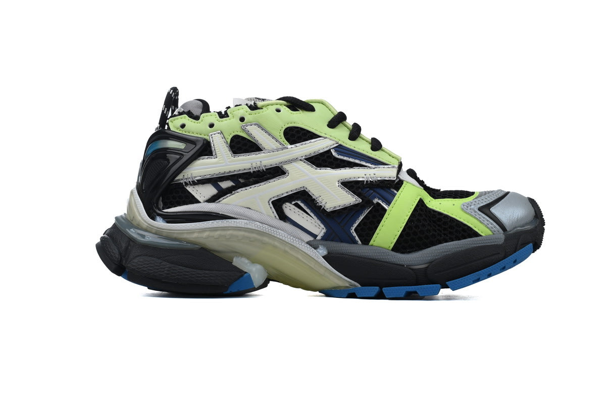 Balenciaga Runner Sneakers Men Women "Black Fluorescent Green Blue"-retro thick sole dad shoes，Women's Shoe Sale / Men's Shoe Sale