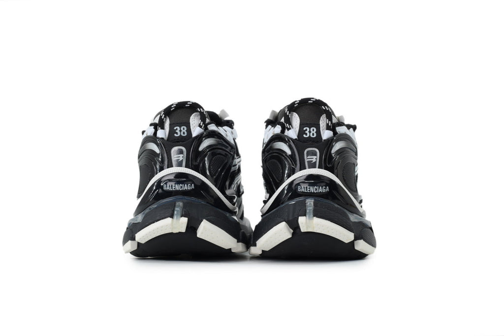 Balenciaga Runner Mid Sneakers Black White Mesh Chunky Mid Top Trainer