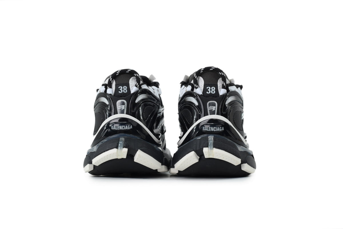 Balenciaga Runner Mid Sneakers Black White Mesh Chunky Mid Top Trainer