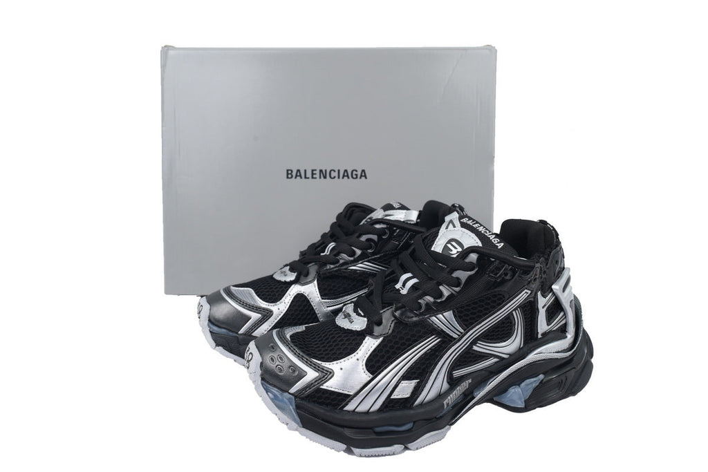Balenciaga Runner Sneakers Black Silver "Black/Silver" Mesh Chunky Mid Top Trainer