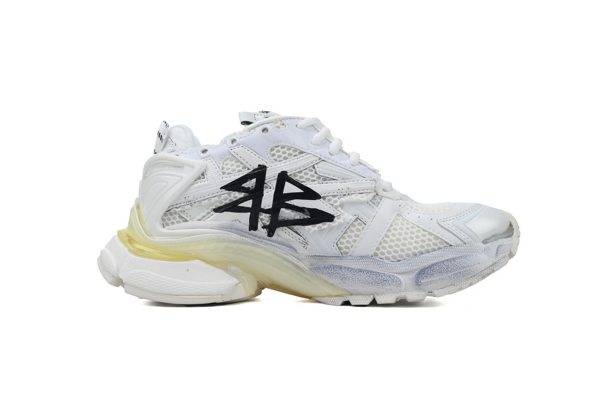 Balenciaga Runner Graffiti Sneakers "White Black"-retro thick sole dad shoes，Women's Shoe Sale / Men's Shoe Sale