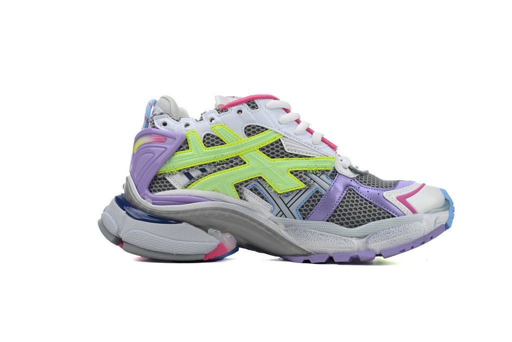Balenciaga Runner Sneakers "Grey Purple Neon Green"-retro thick sole dad shoes，Women's Shoe Sale / Men's Shoe Sale