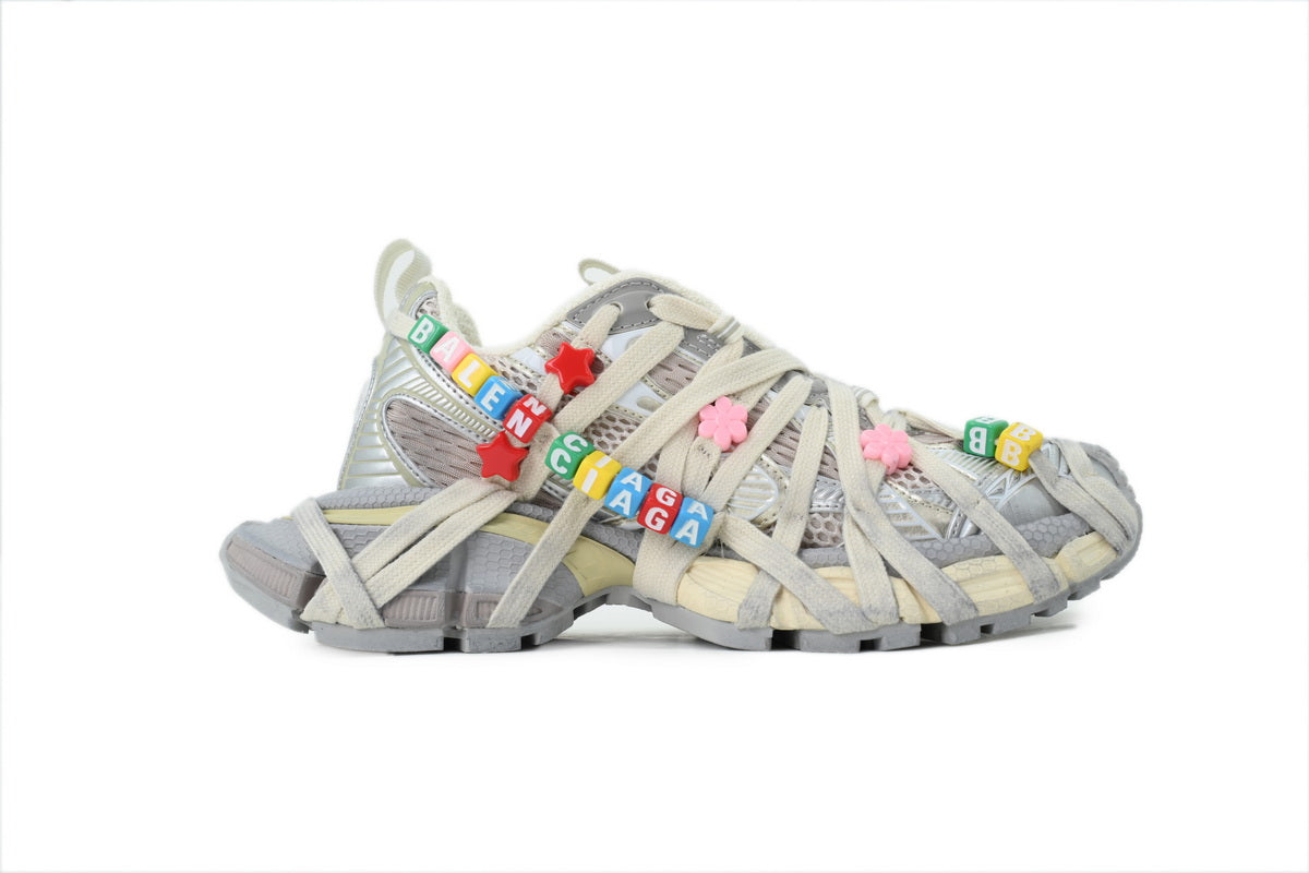 Balenciaga 3XL Sneakers "Beige Silver With Charms"-retro thick sole dad shoes，Women's Shoe Sale / Men's Shoe Sale