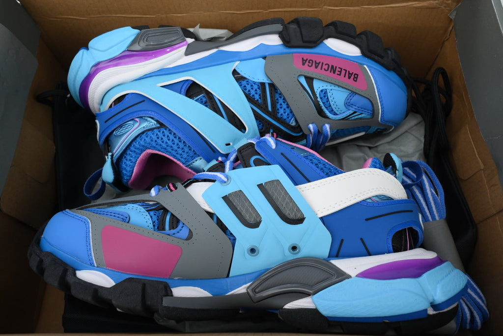 Balenciaga Track Trainer Sneakers "Blue Purple Pink"-retro thick sole dad shoes，Women's Shoe Sale / Men's Shoe Sale