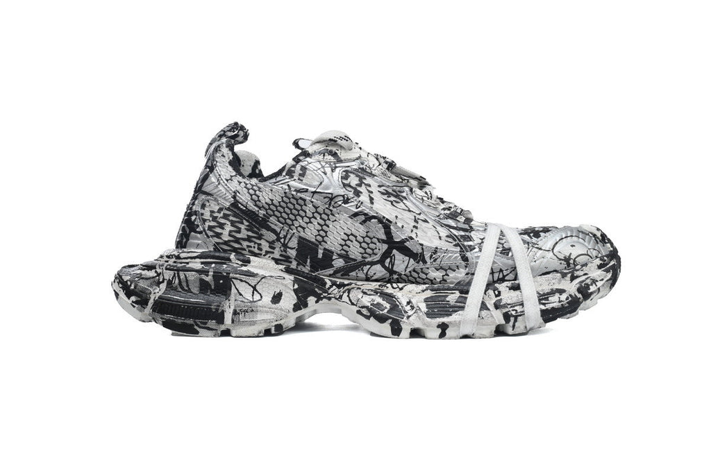Balenciaga 3XL Sneaker "White Black Graffiti"-retro thick sole dad shoes，Women's Shoe Sale / Men's Shoe Sale