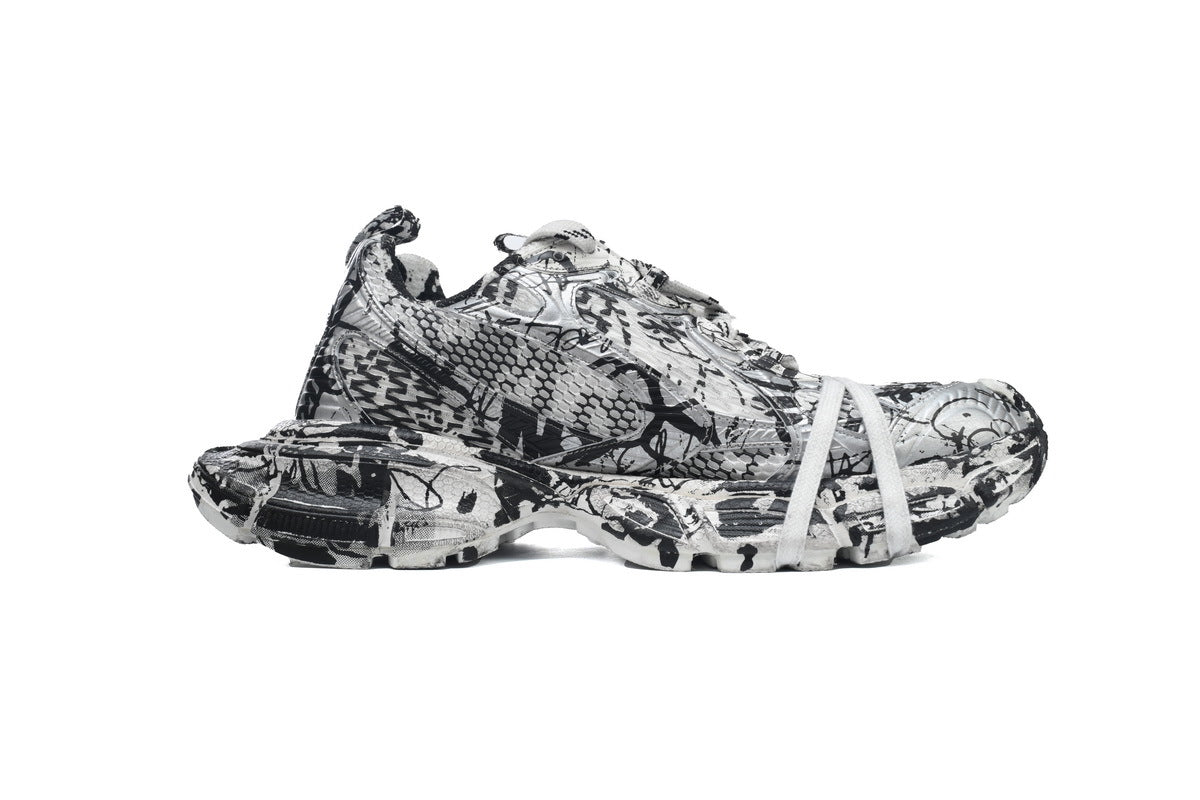 Balenciaga 3XL Sneaker "White Black Graffiti"-retro thick sole dad shoes，Women's Shoe Sale / Men's Shoe Sale