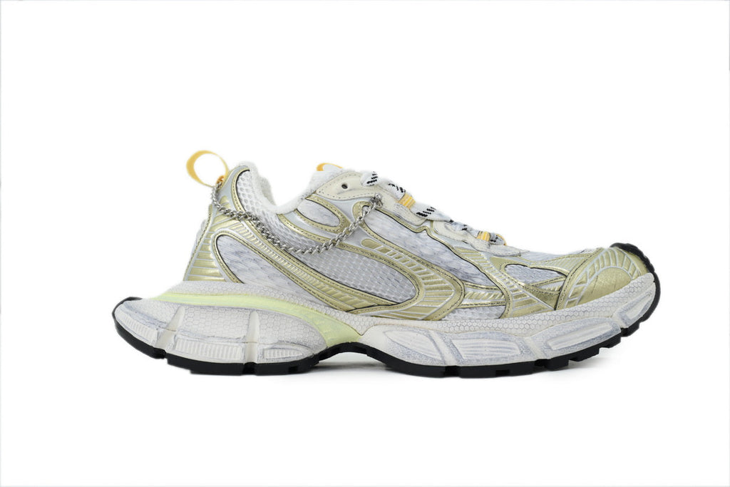 Balenciaga 3XL Chain Sneakers "White Gold Light Lime"-retro thick sole dad shoes，Women's Shoe Sale / Men's Shoe Sale