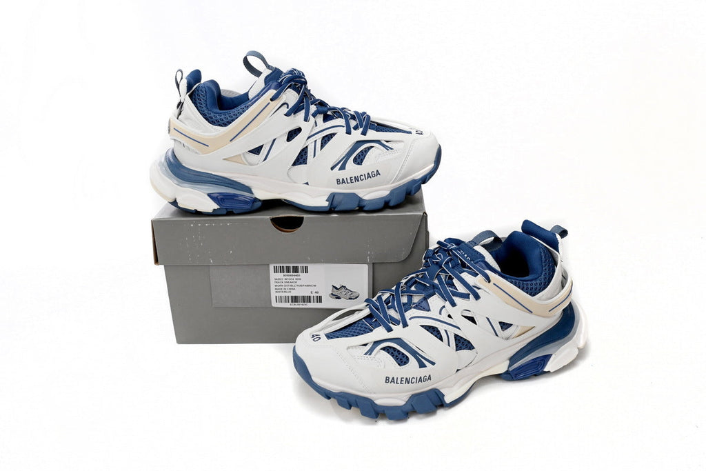 Balenciaga Track Sneakers "White Blue Beige"-retro thick sole dad shoes，Women's Shoe Sale / Men's Shoe Sale