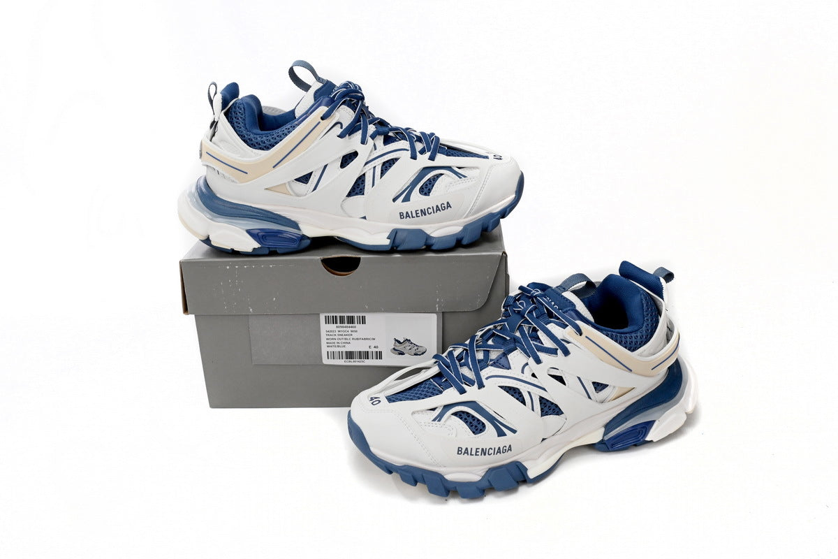 Balenciaga Track Sneakers "White Blue Beige"-retro thick sole dad shoes，Women's Shoe Sale / Men's Shoe Sale