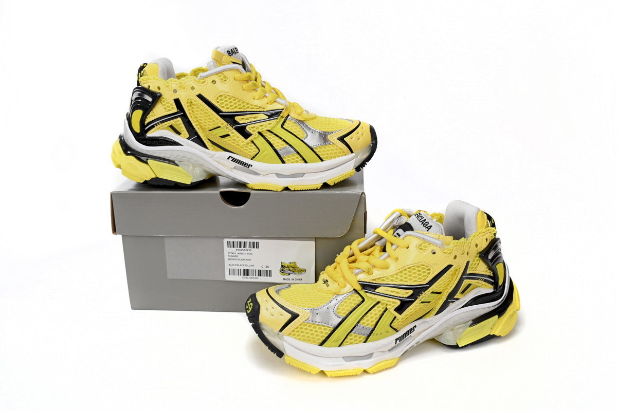 Balenciaga Runner Series Sneakers "Yellow Black Silver"-retro thick sole dad shoes，Women's Shoe Sale / Men's Shoe Sale