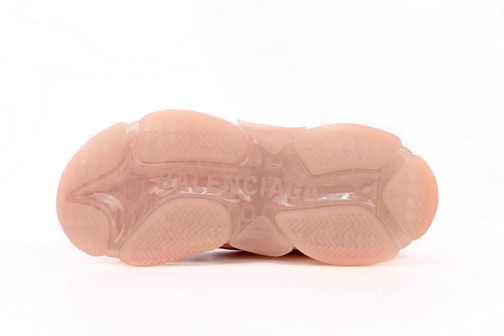 Balenciaga Triple S Sneakers "Pink Clear Sole"-retro thick sole dad shoes，Women's Shoe Sale / Men's Shoe Sale
