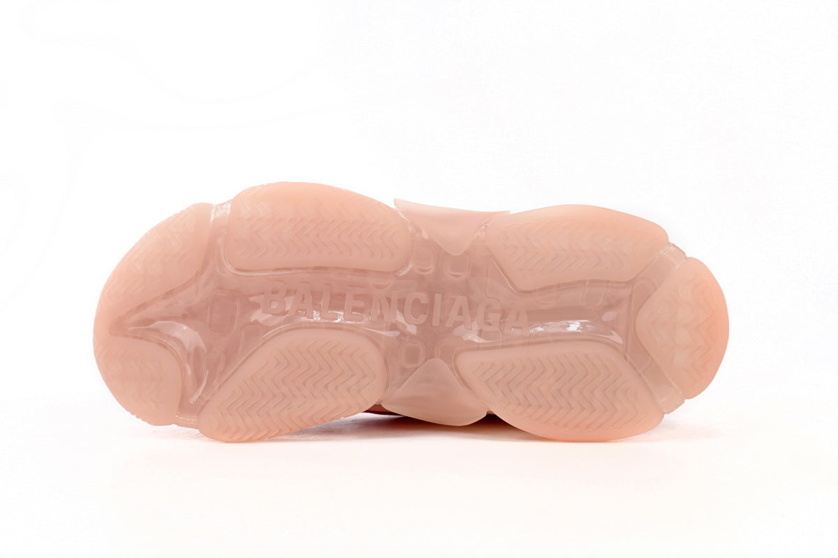 Balenciaga Triple S Sneakers "Pink Clear Sole"-retro thick sole dad shoes，Women's Shoe Sale / Men's Shoe Sale