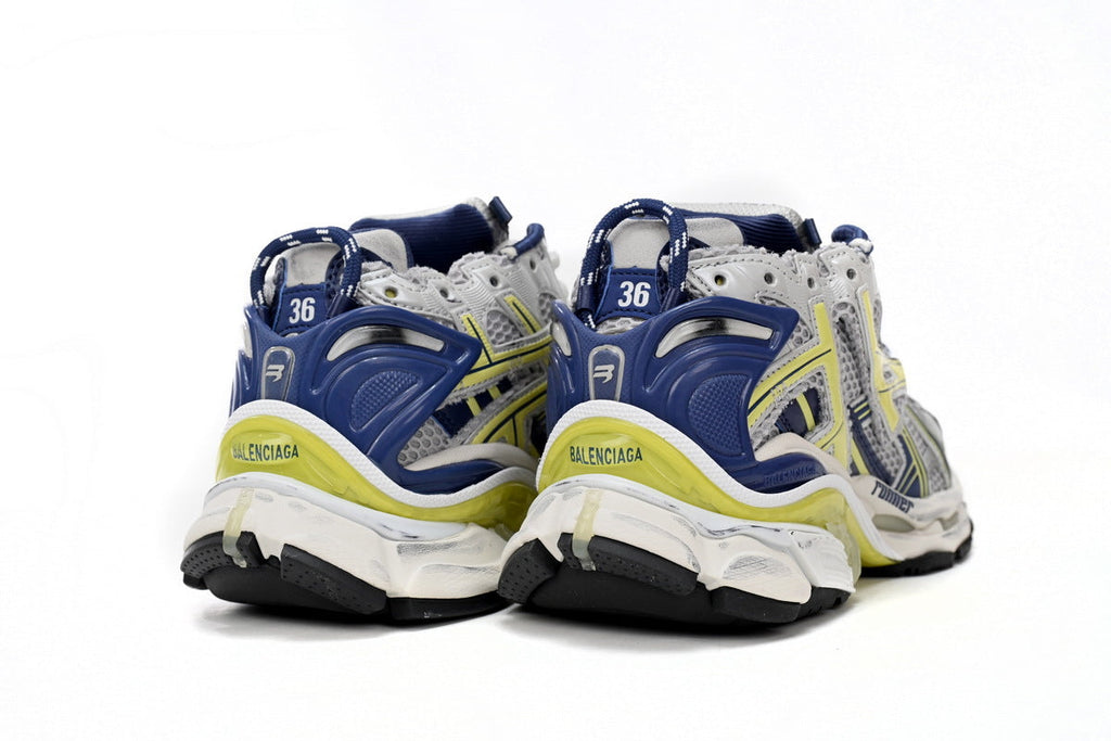 Balenciaga Runner Sneaker "Grey Blue Yellow"-retro thick sole dad shoes，Women's Shoe Sale / Men's Shoe Sale